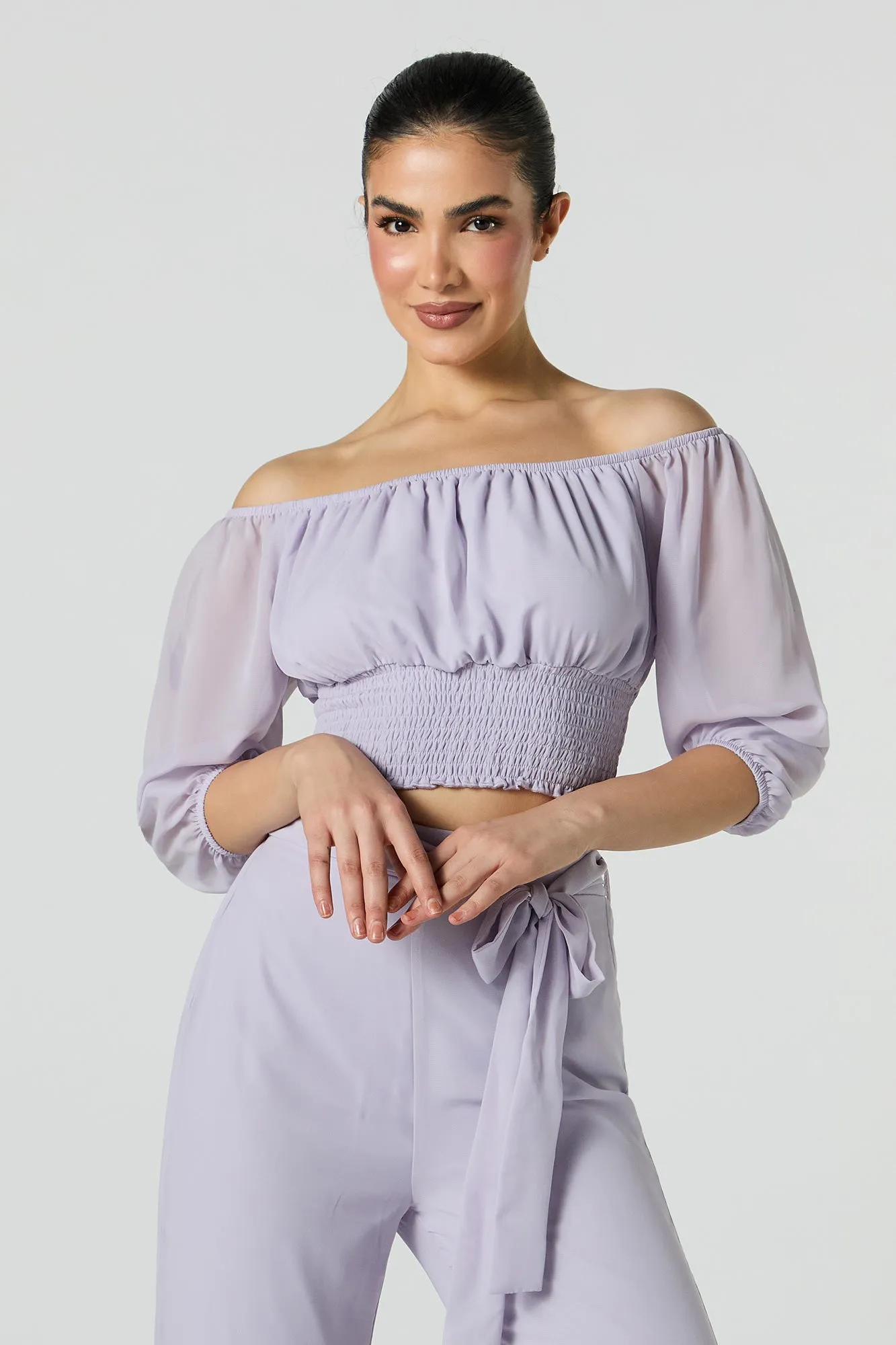 Off Shoulder Chiffon Top