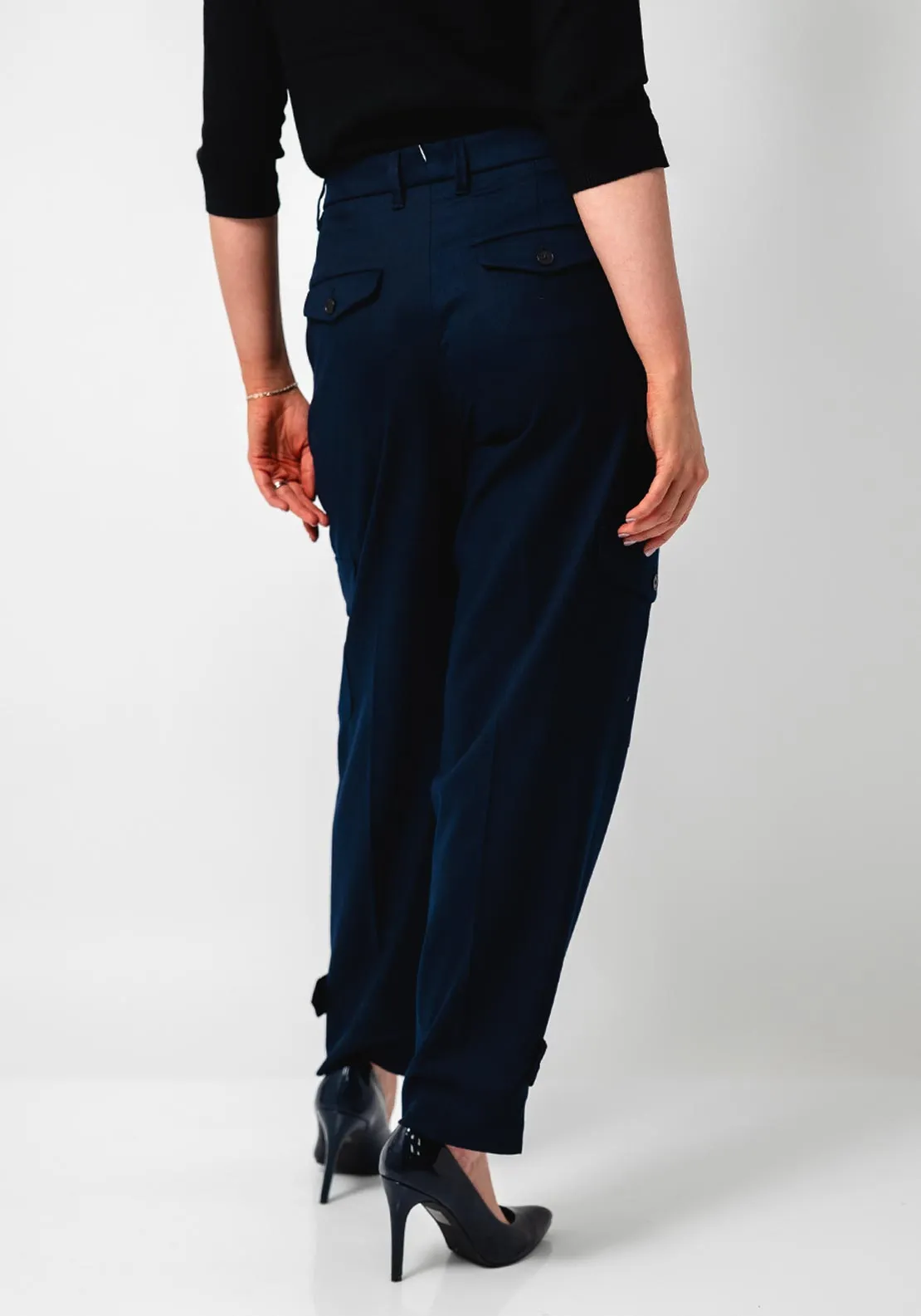 Oui Cargo Style Tapered Trousers, Navy