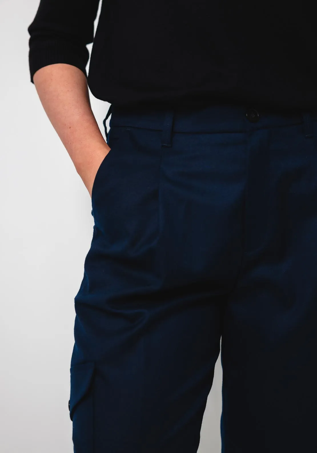 Oui Cargo Style Tapered Trousers, Navy