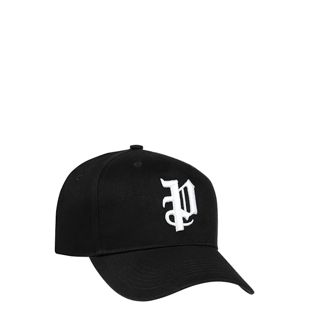 P LOGO COTTON TWILL 5 PANEL HAT BLACK