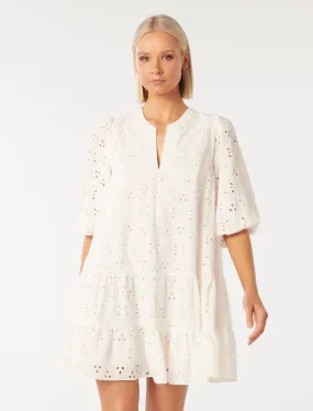 Palermo Broderie Mini Smock Dress