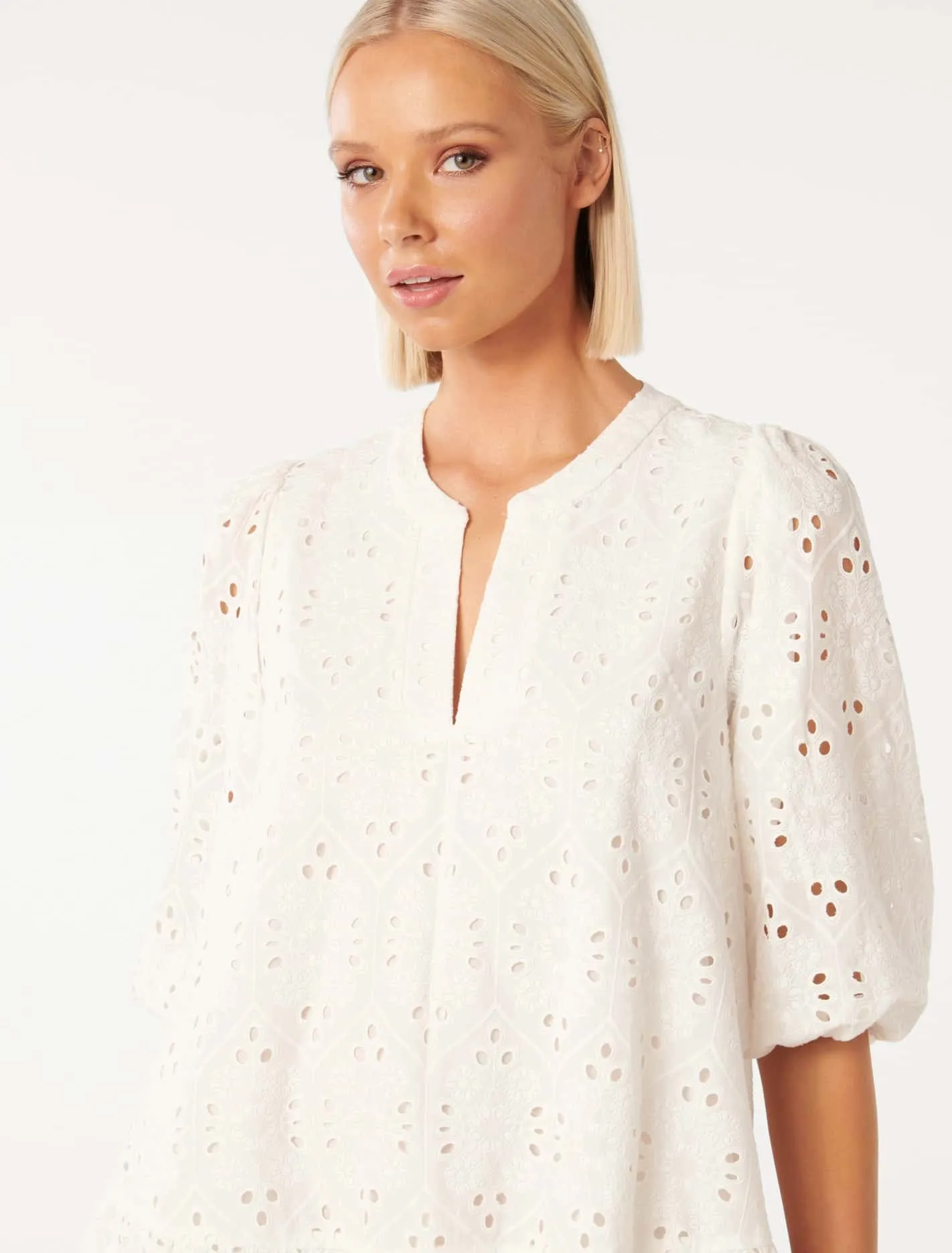 Palermo Broderie Mini Smock Dress