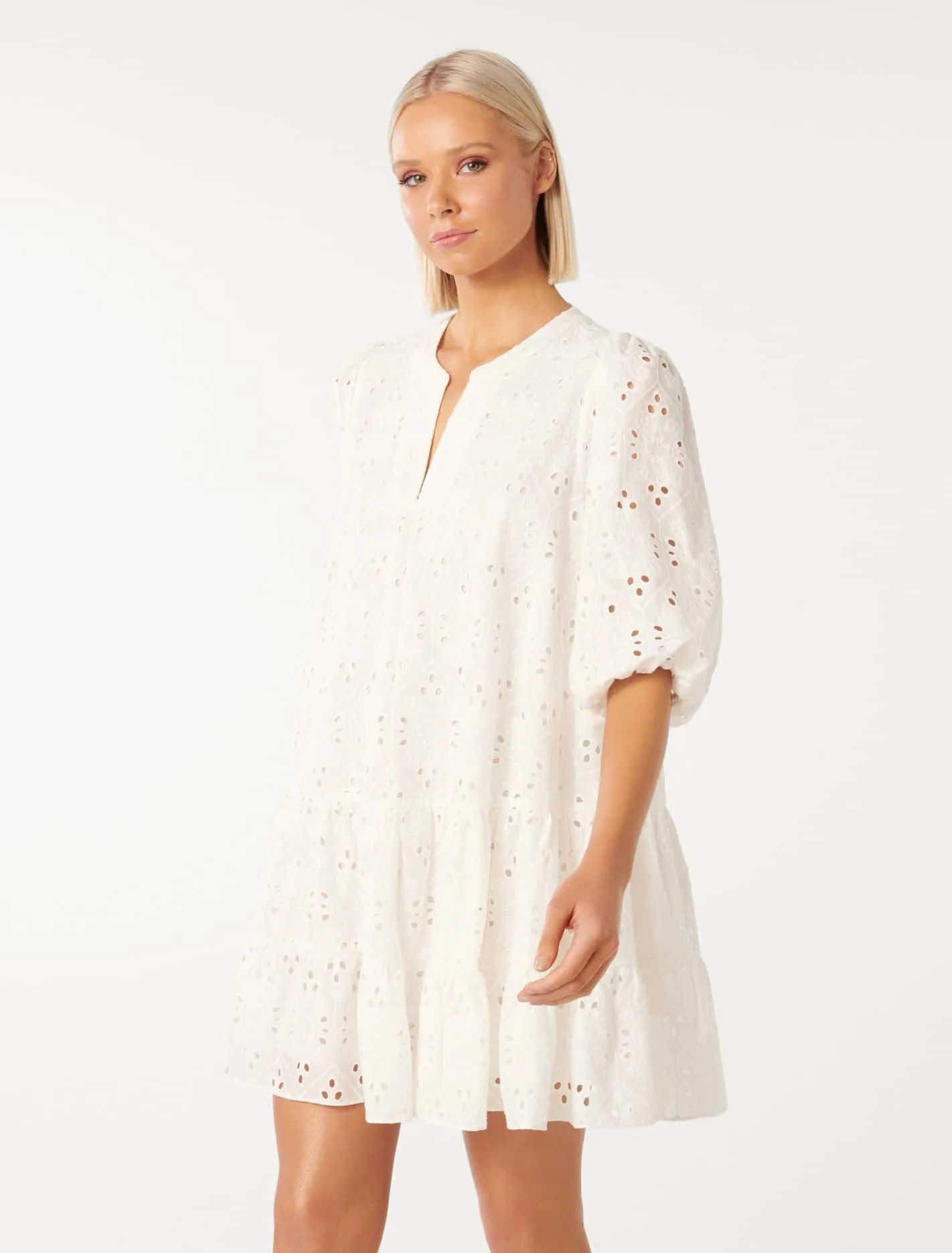 Palermo Broderie Mini Smock Dress