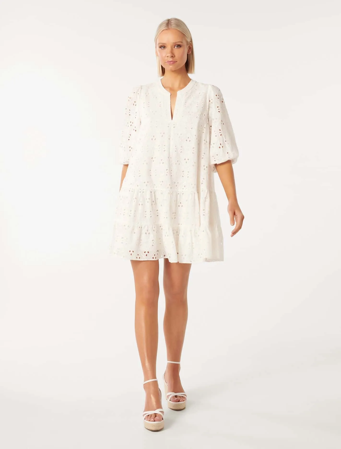 Palermo Broderie Mini Smock Dress