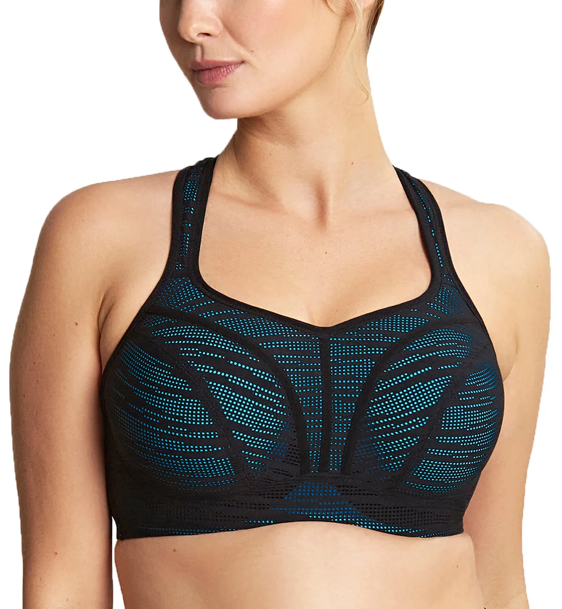 Chic Black and Aqua Sports Bra by Panache Power