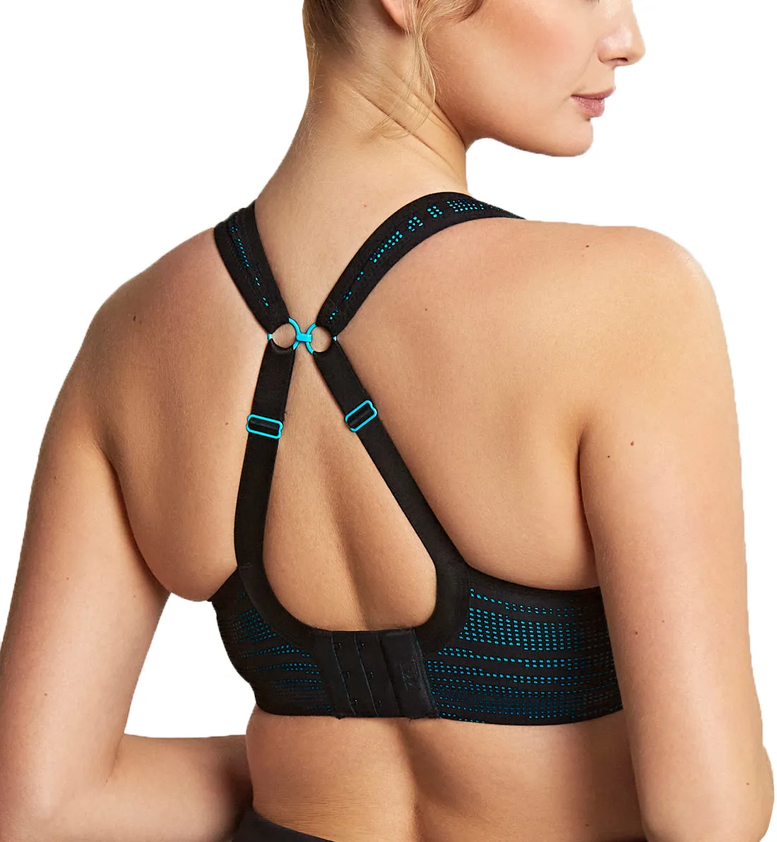 Chic Black and Aqua Sports Bra by Panache Power