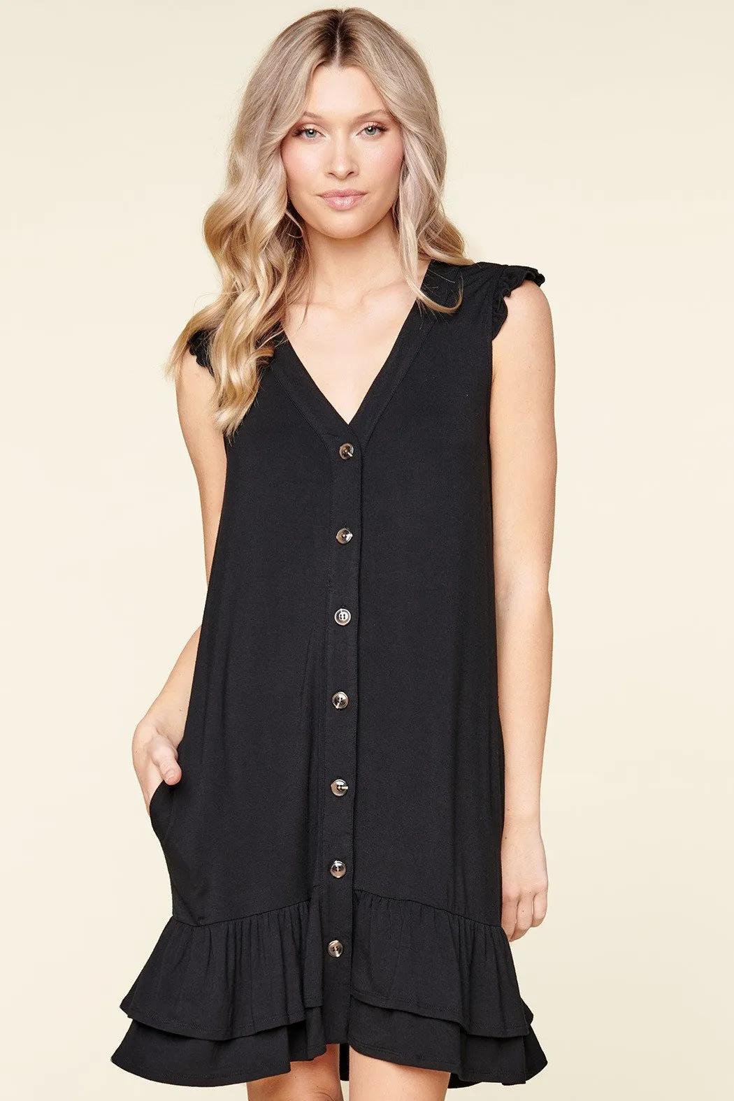 Parker Ruffle Button Jersey Knit Mini Dress