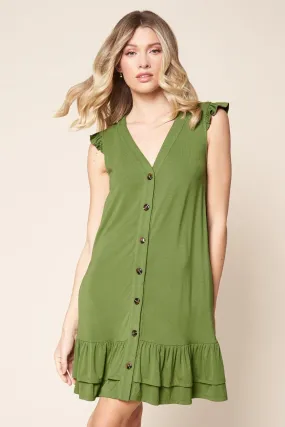 Parker Ruffle Button Jersey Knit Mini Dress