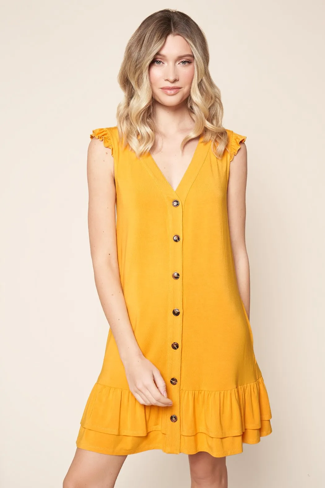 Parker Ruffle Button Jersey Knit Mini Dress