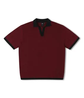 PERCEPTION OPEN COLLAR POLO // BLACK/RED