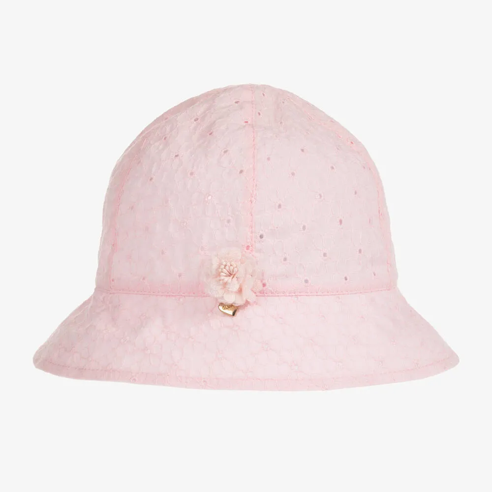 Pink Broderie Anglaise Sun Hat