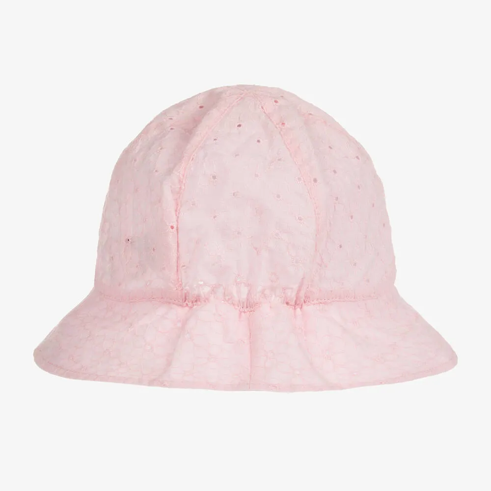 Pink Broderie Anglaise Sun Hat