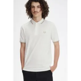 Men's White Polo with Double Line