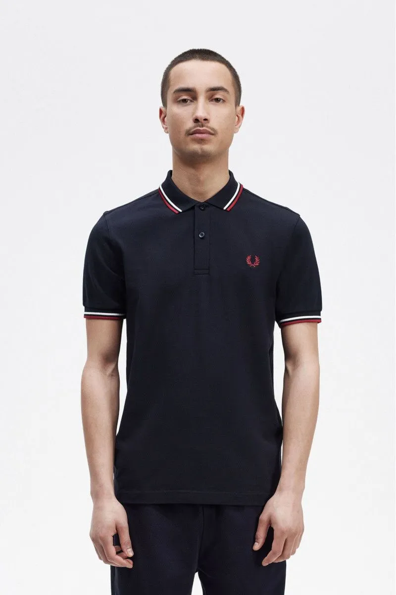 Blue Men's Polo with Double Stripe