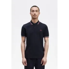 Blue Men's Polo with Double Stripe