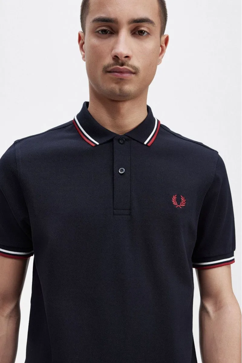 Blue Men's Polo with Double Stripe