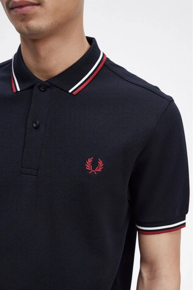 Blue Men's Polo with Double Stripe