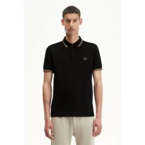 Men's Black Polo with Double Line