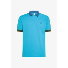 Men's Polo in Azure with Three Colors