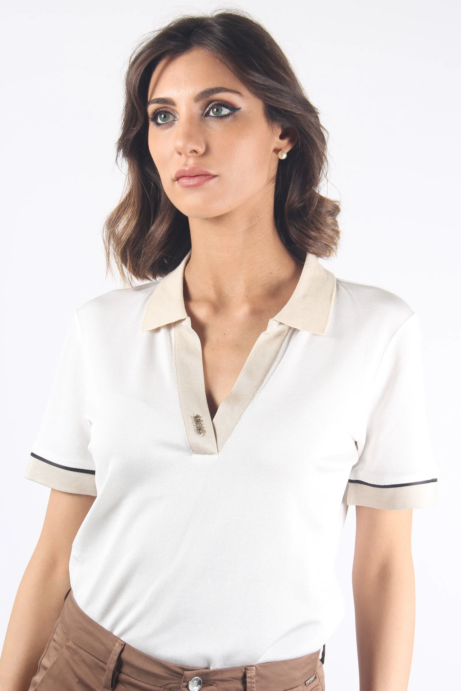 Short Sleeve Polo in Ivory/Sabbia