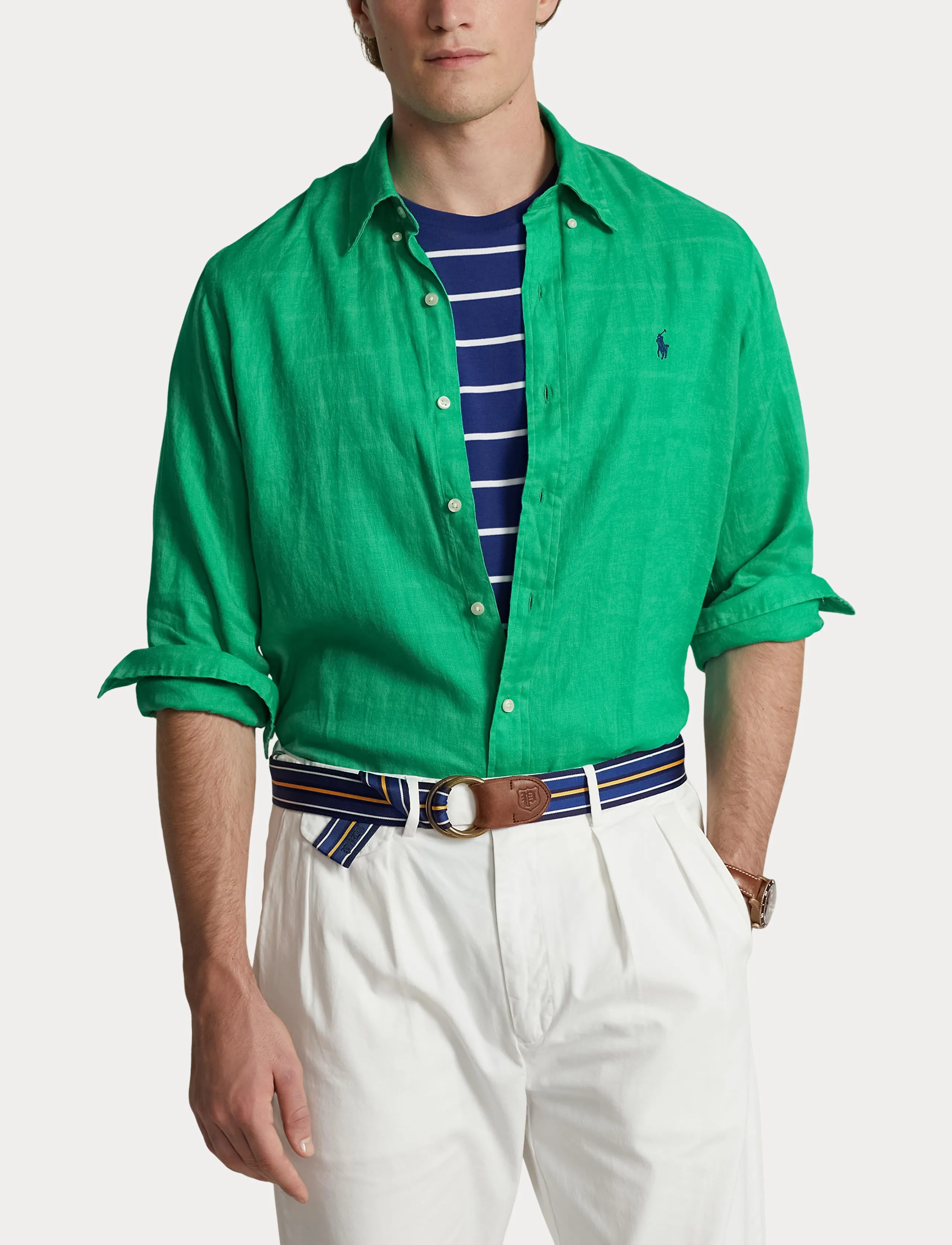 Polo Ralph Lauren Custom Fit Linen Shirt Green