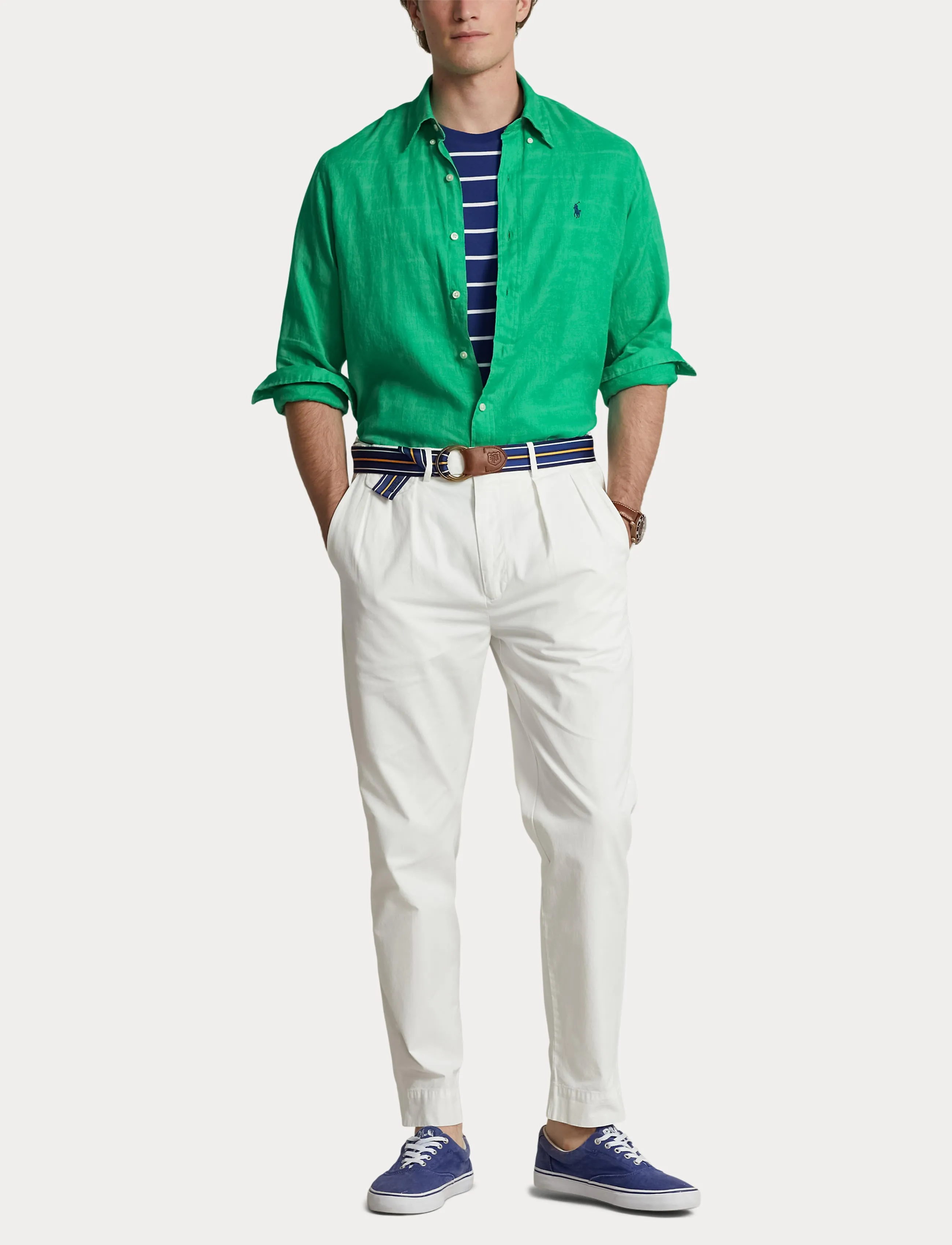 Polo Ralph Lauren Custom Fit Linen Shirt Green