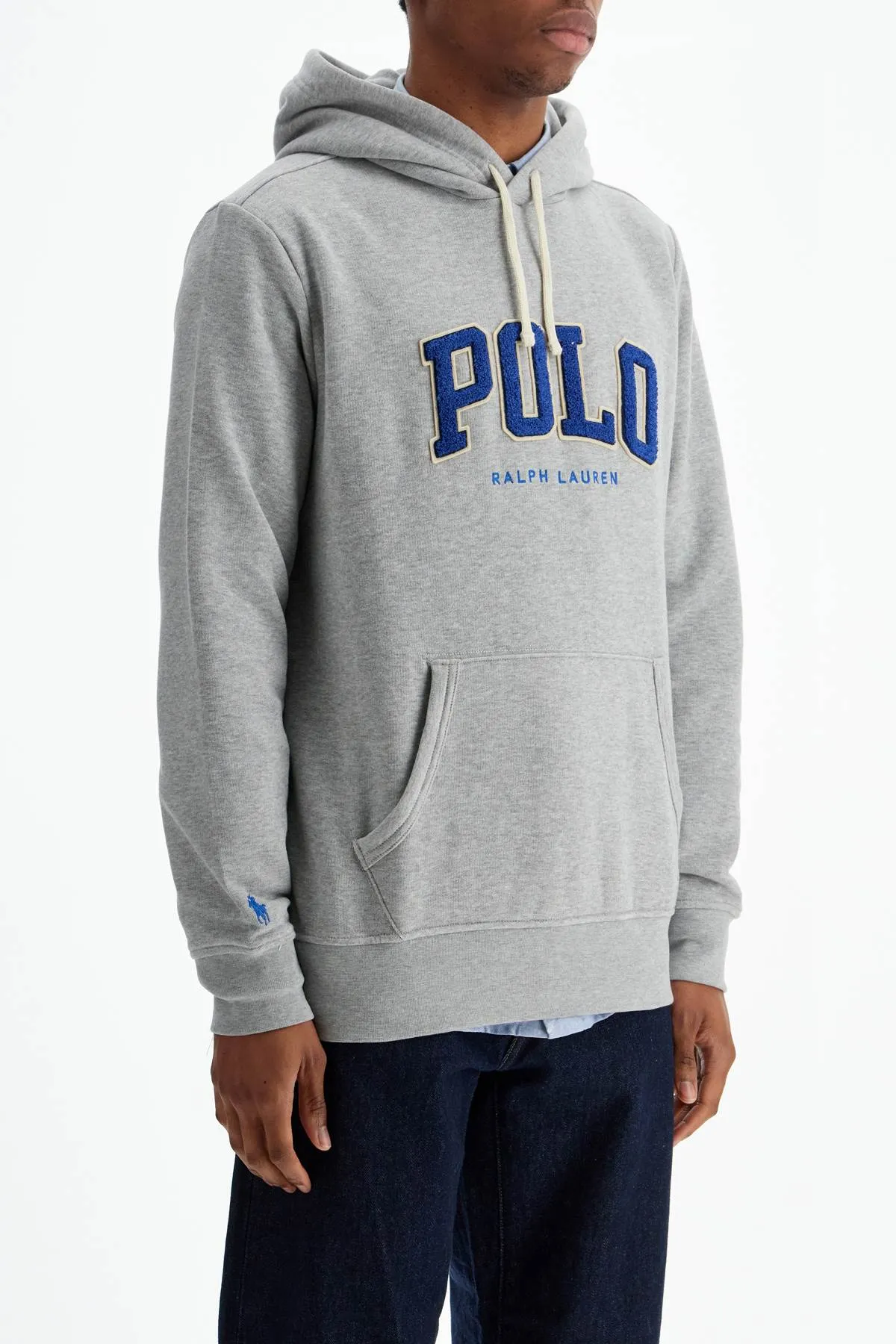 Polo Ralph Lauren Men' Gray Cotton Zip Hoodie With Polo Logo