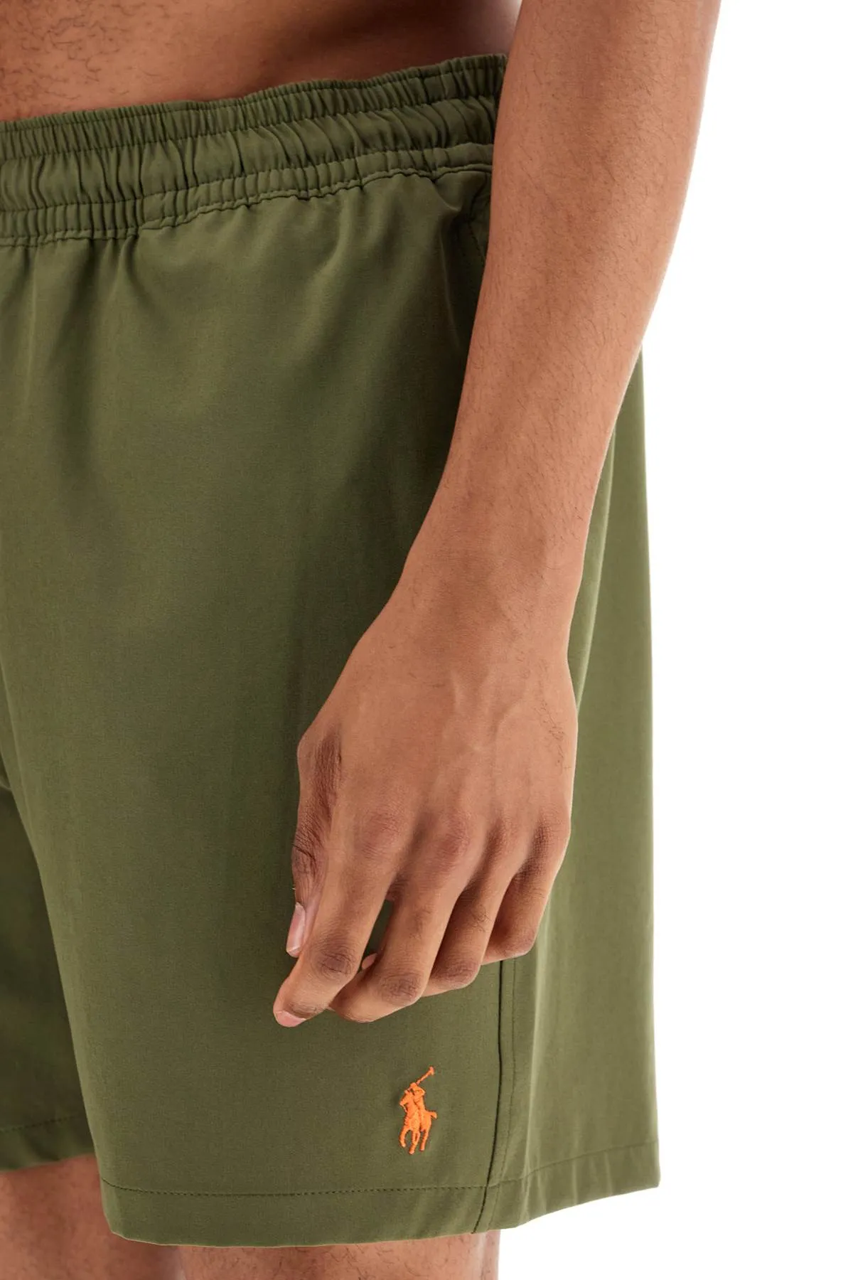 Polo Ralph Lauren Olive Green Swim Trunks In Recycled Polyester With Embroidered Logo