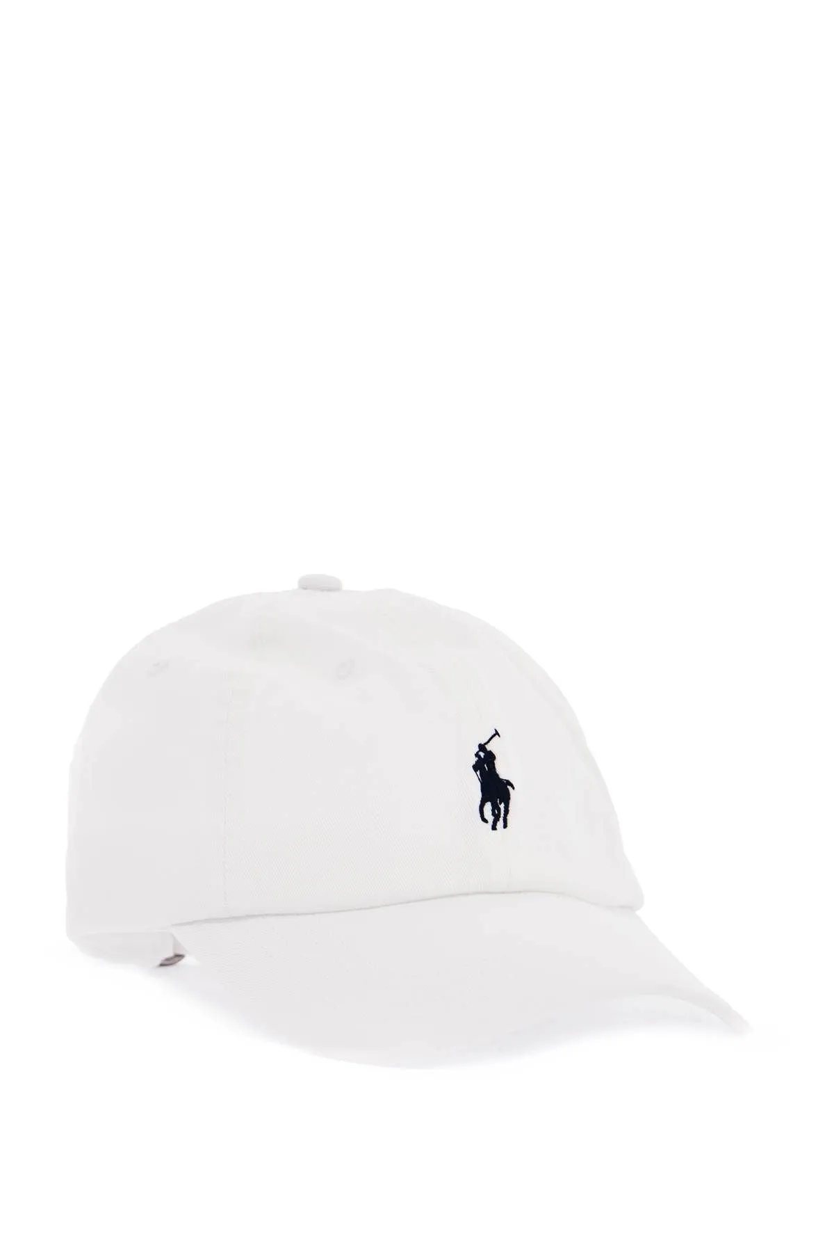 Polo Ralph Lauren White Cotton Baseball Cap With Navy Embroidered Logo