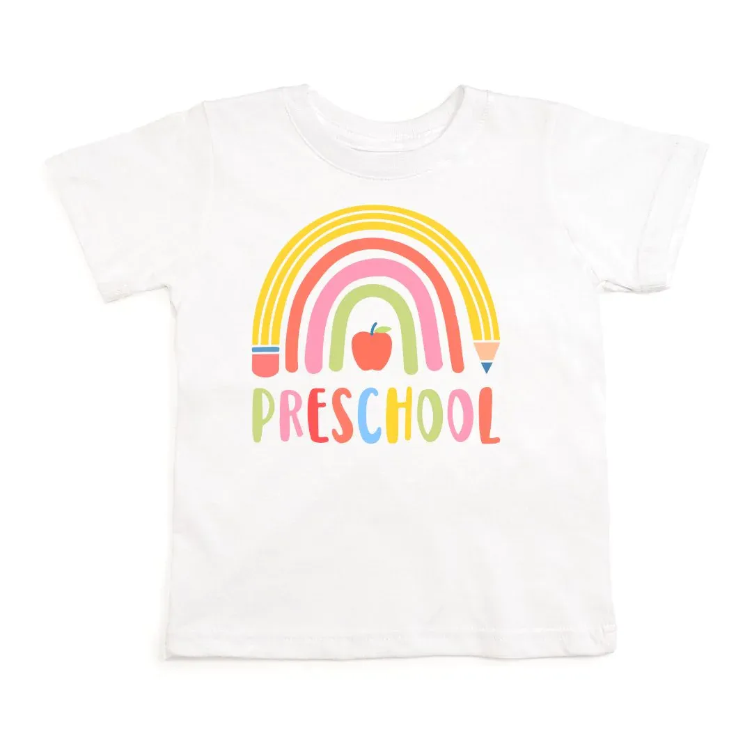 Preschool Rainbow Pencil White Short Sleeve Shirt