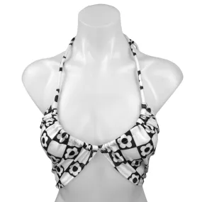 Princess Polly Latiana Black White Floral Check Halter Tie Tank Top Bra Size 0