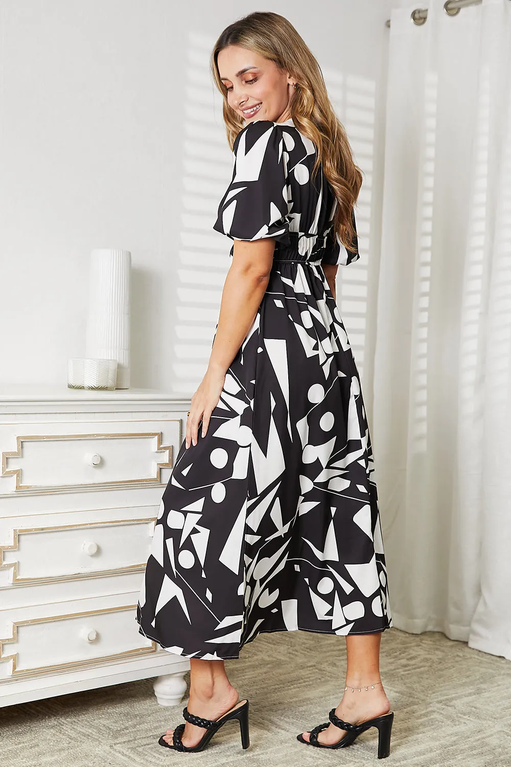 Printed Balloon Sleeve Dress