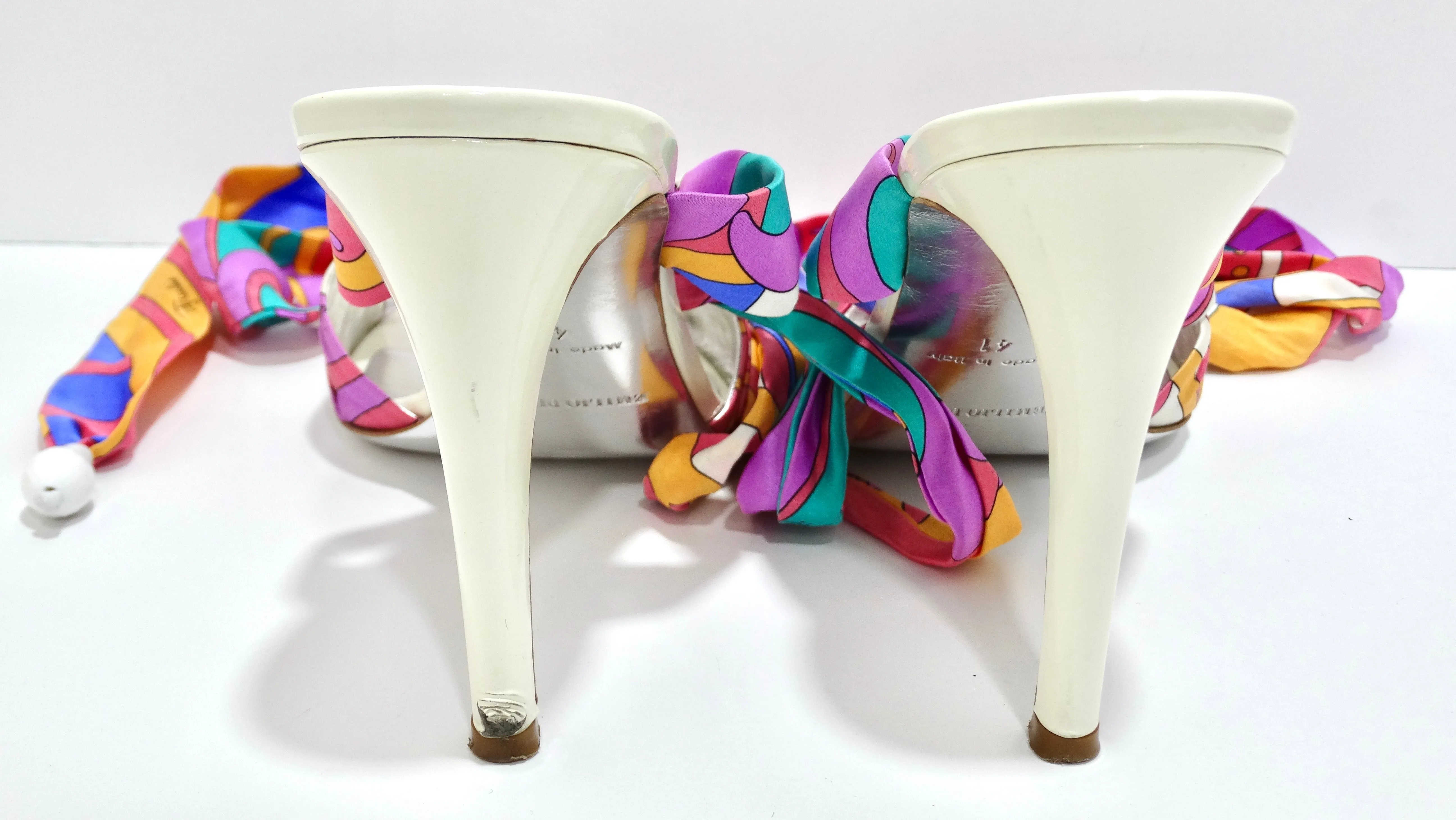 Pucci Multi-Color Satin Tie Sandal Heels