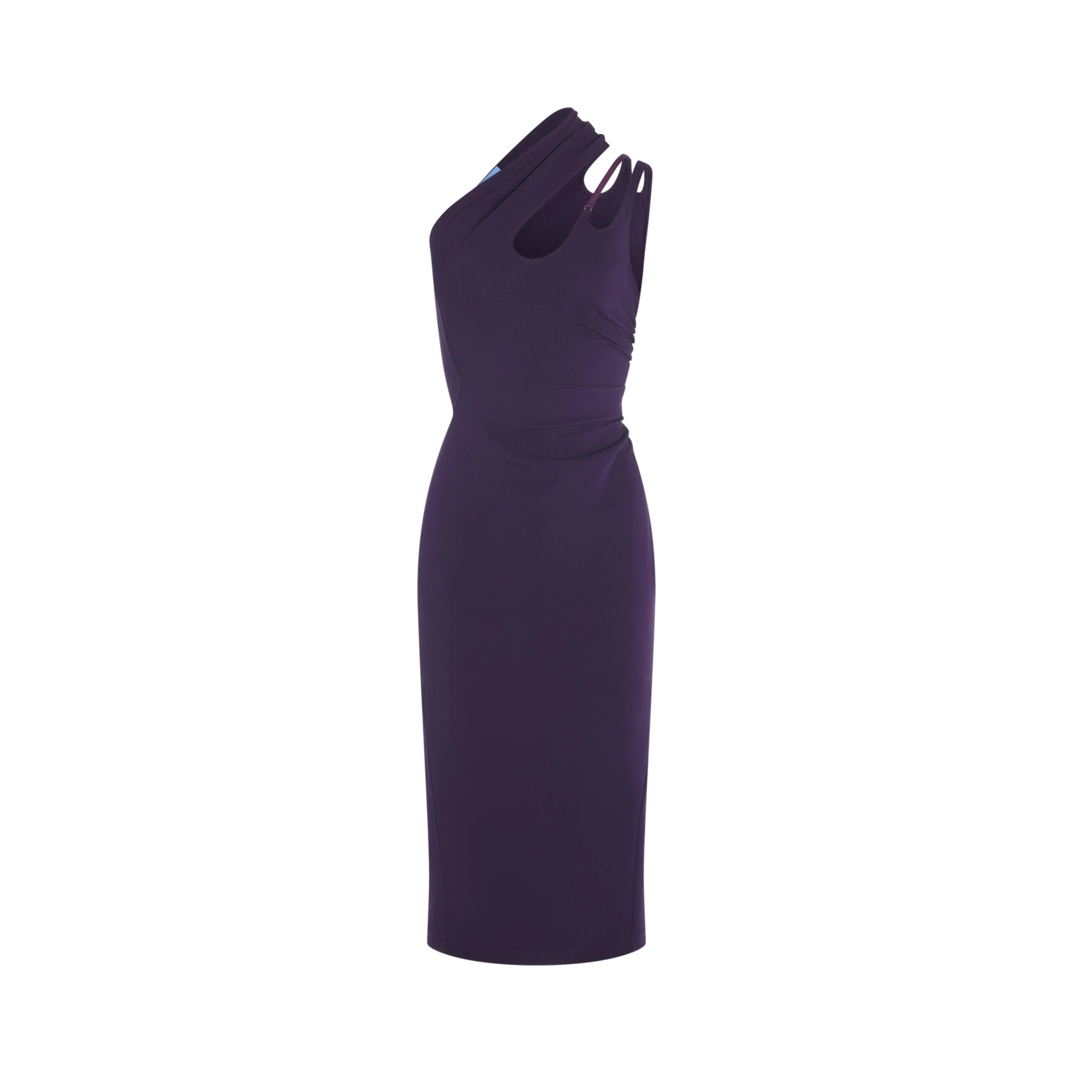 purple asymmetric shoulder dress