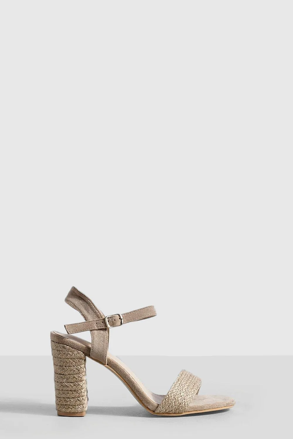 Raffia Detail Mid Block Heels