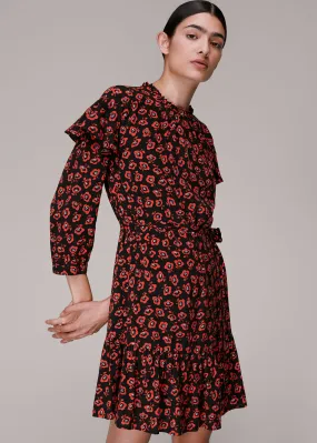 Red Botanical Garden Print Dress