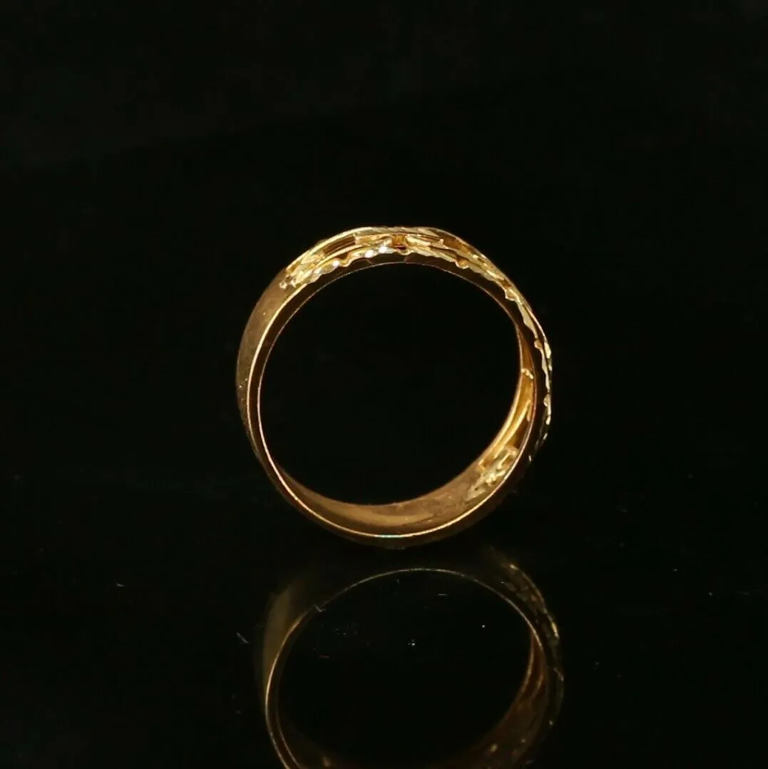 22k Solid Gold Ladies Elegant Charm Link Ring, Size 11