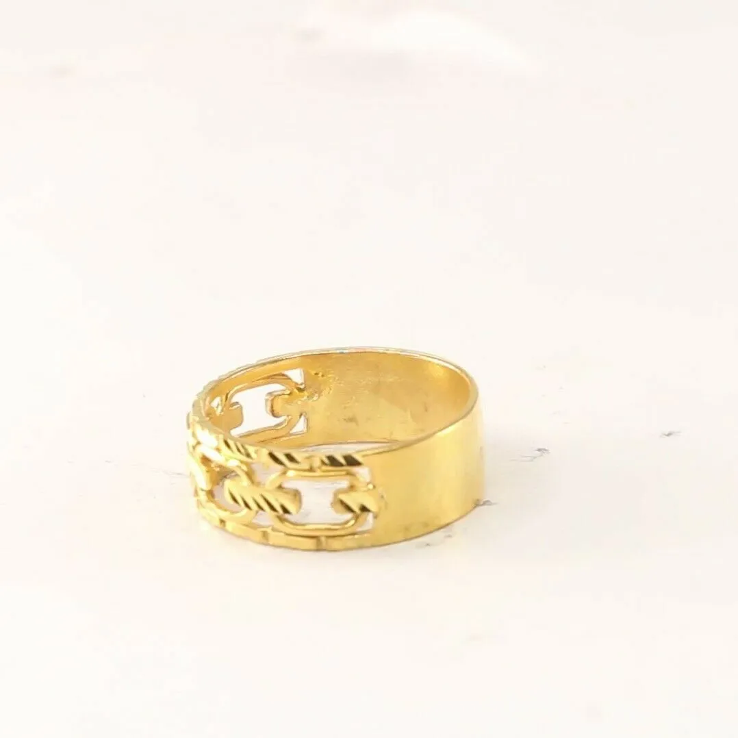 22k Solid Gold Ladies Elegant Charm Link Ring, Size 11