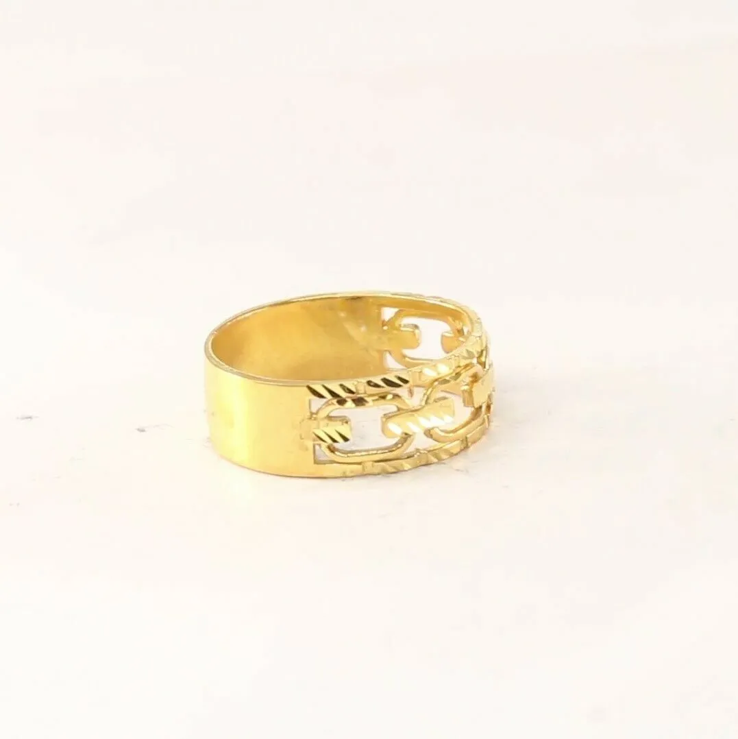 22k Solid Gold Ladies Elegant Charm Link Ring, Size 11