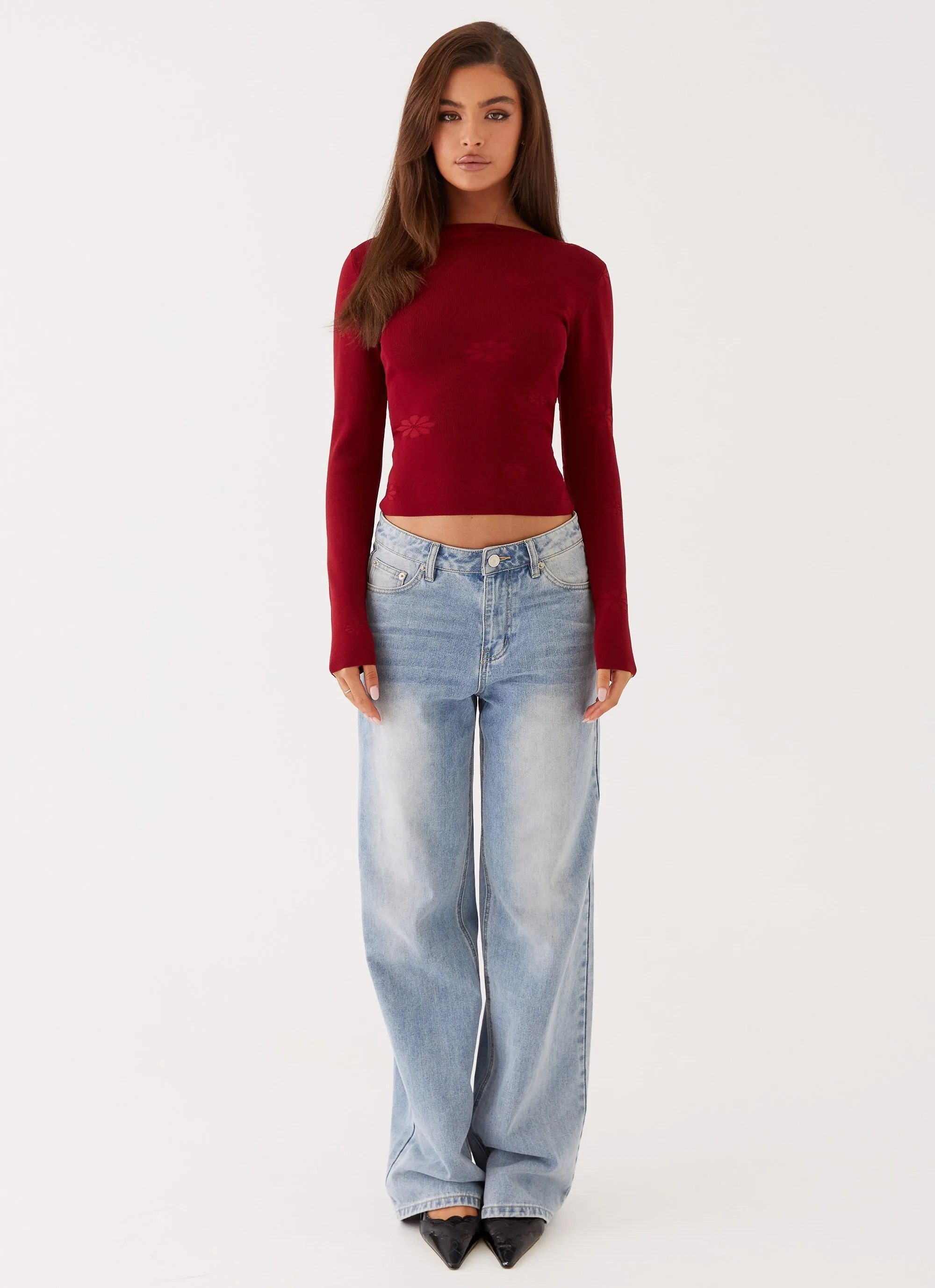 Red Dandelion Long Sleeve Knit Top by Peppermayo Exclusive