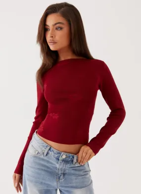 Red Dandelion Long Sleeve Knit Top by Peppermayo Exclusive