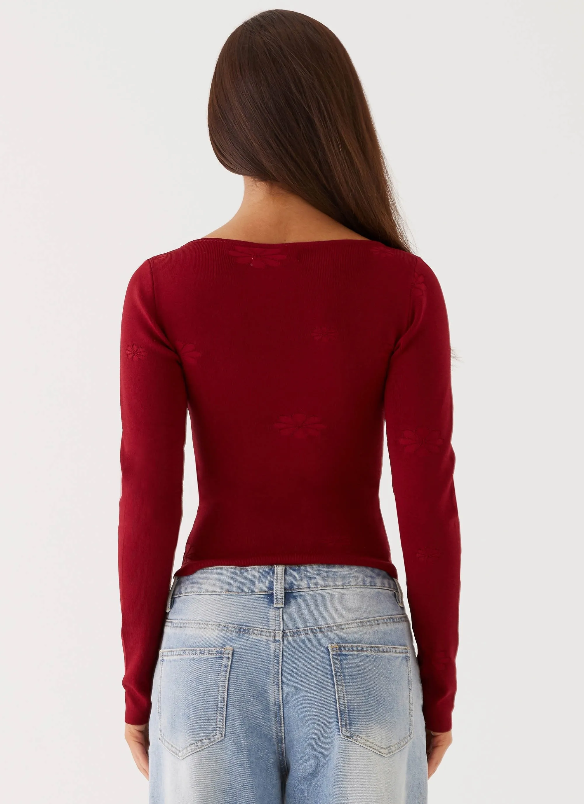 Red Dandelion Long Sleeve Knit Top by Peppermayo Exclusive