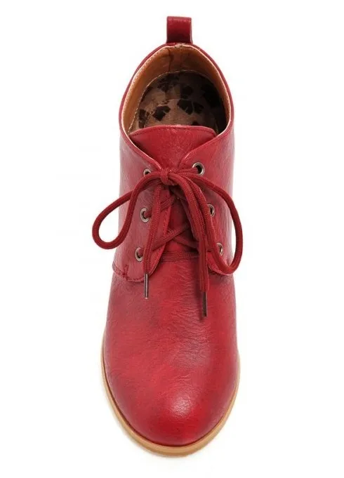 Vintage Red Lace Up High Heels Oxfords