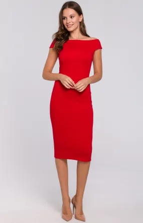 Scarlet Off-Shoulder Sheath Dress