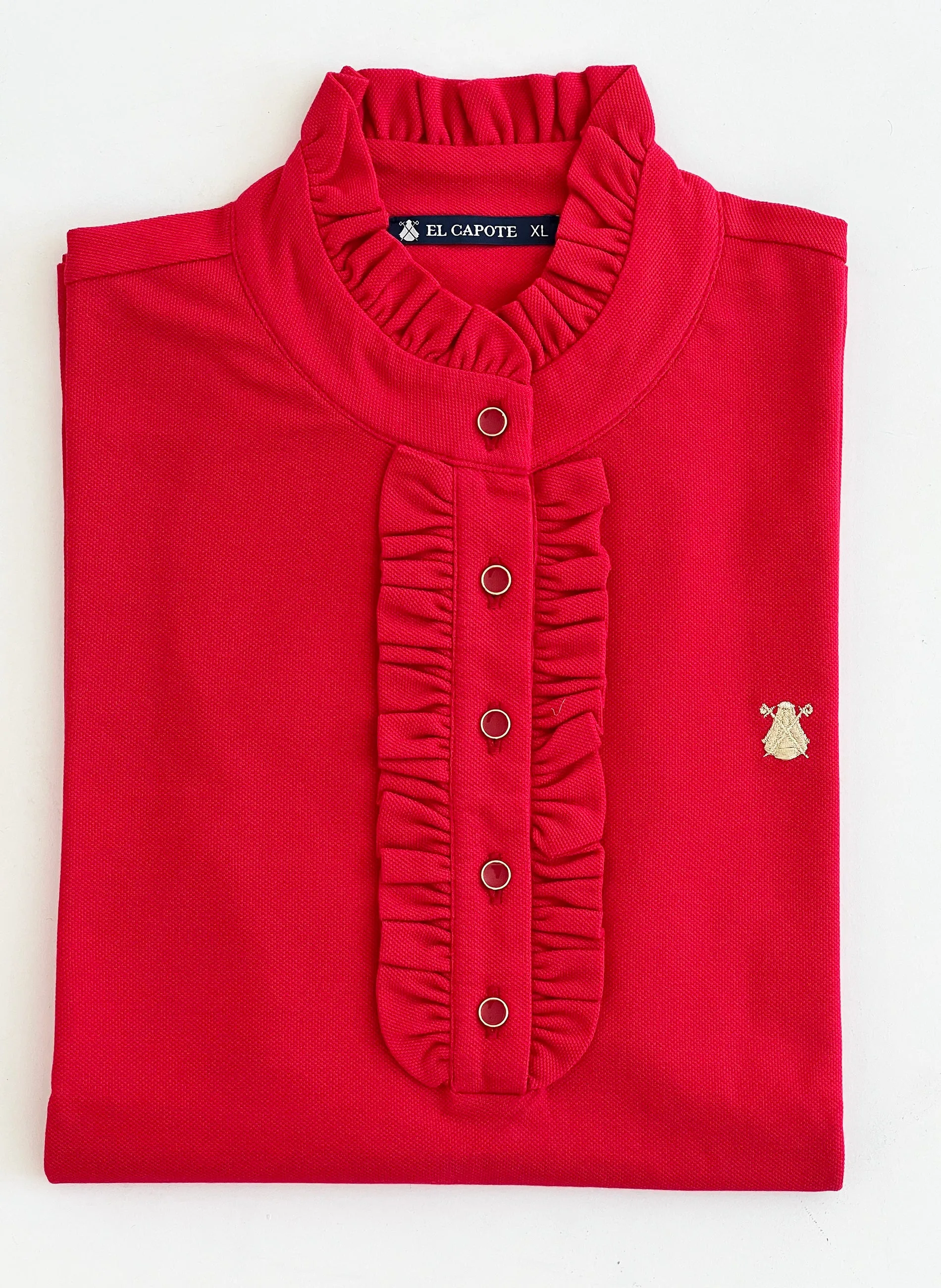 Red Ruffled Women's Polo