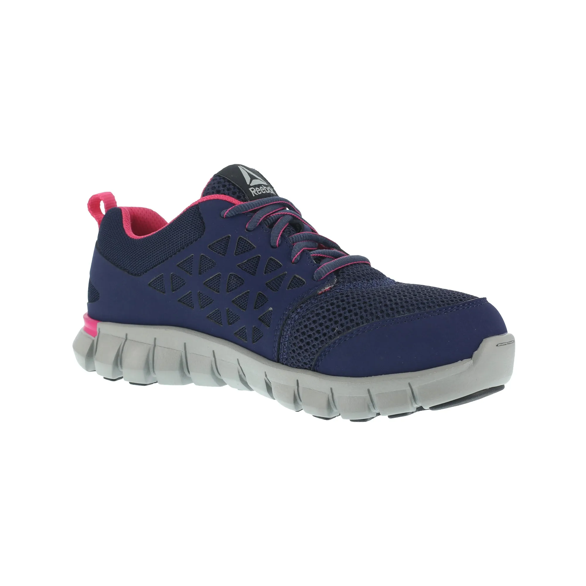 Women's Work Shoes Navy & Pink Mesh Alloy Toe Reebok Oxfords