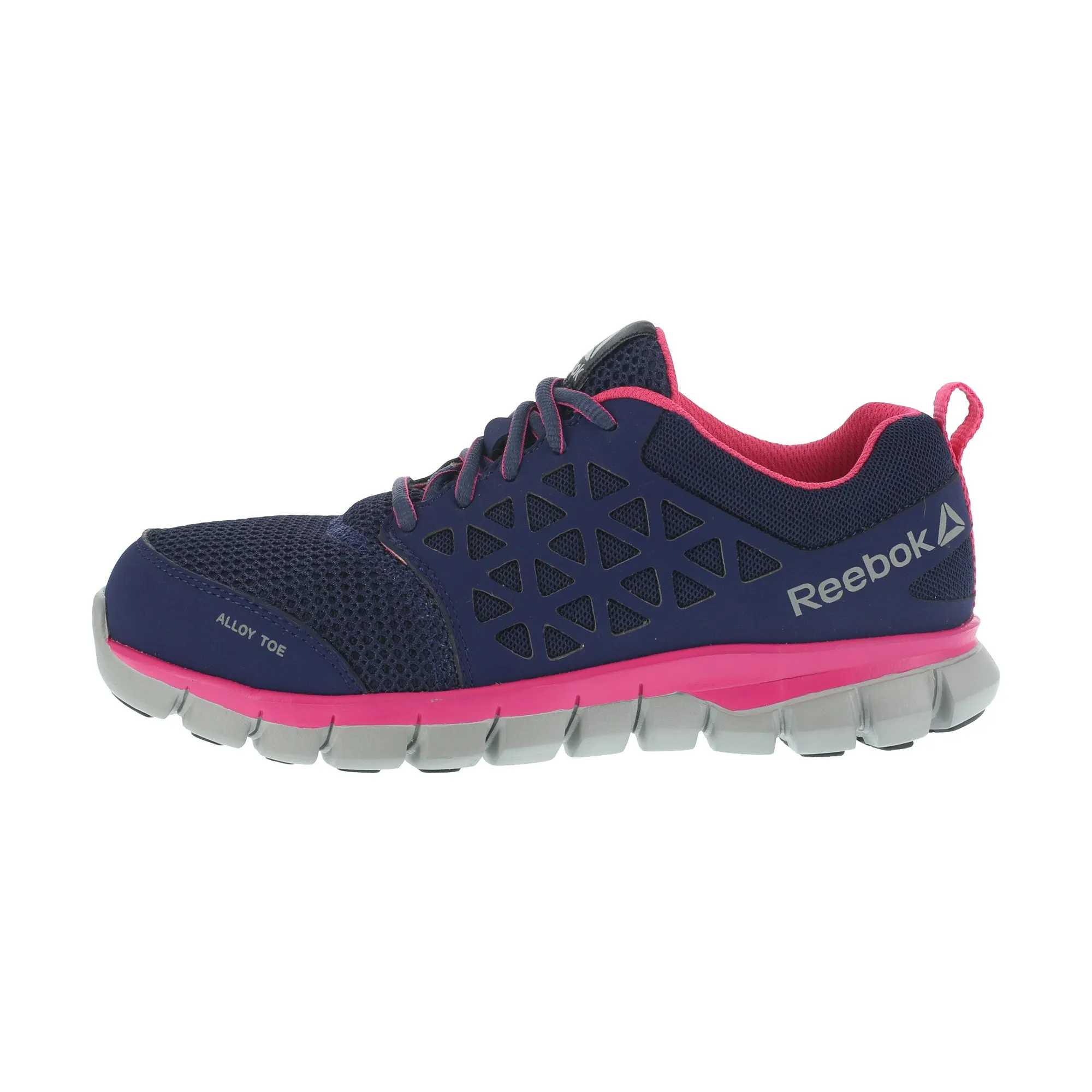 Women's Work Shoes Navy & Pink Mesh Alloy Toe Reebok Oxfords