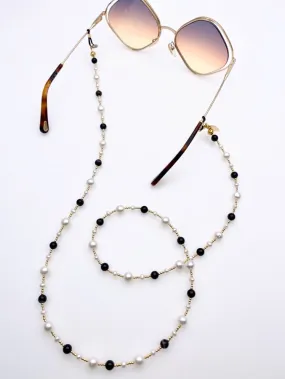 Black and White Freshwater Pearl Glasses Chain Jewelry Removable Accessory