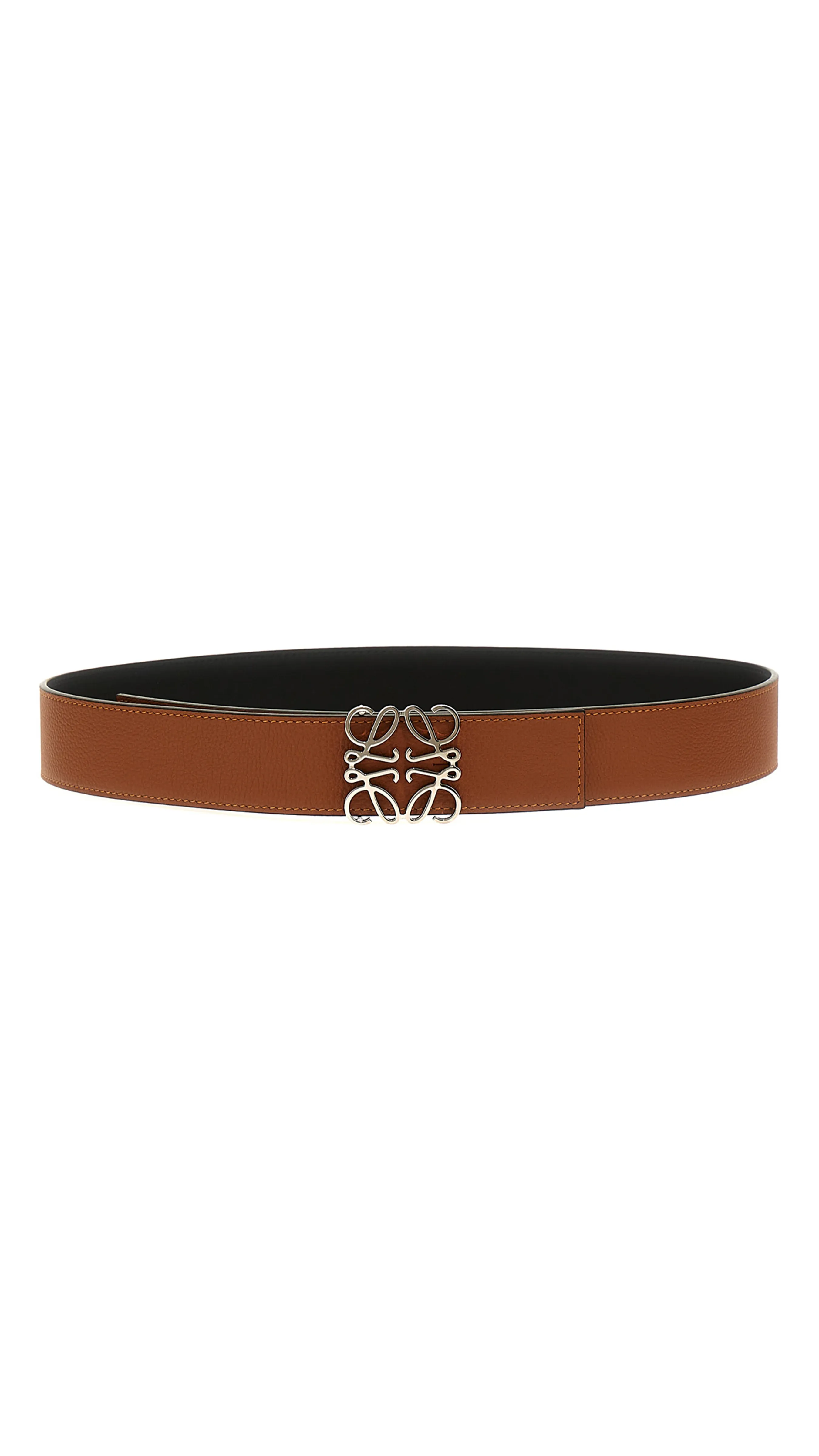 Tan/Black/Palladium Reversible Anagram Belt