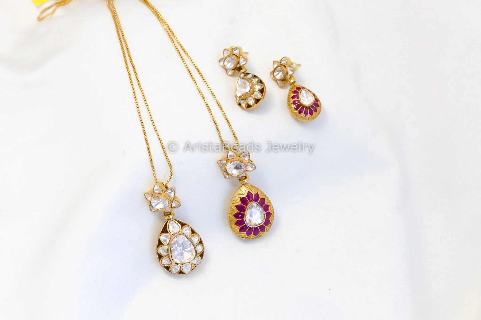 Reversible Real Moissanite Necklace Set (ABJ-N101-25)